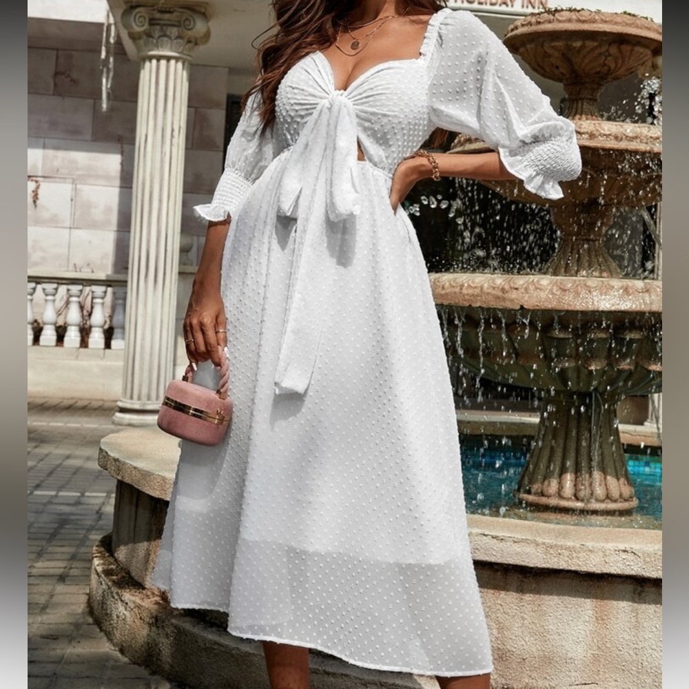 Elegant White Midi Dress